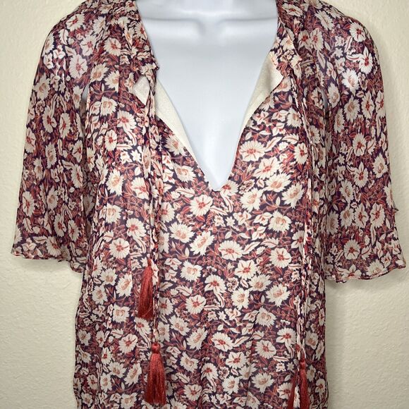 Women’s XS Dress Rebecca Minkoff Mini Pebble Floral Smocked Drop-Waist Knee High - Picture 3 of 12